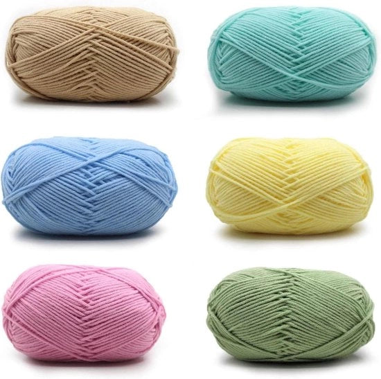 Set di fili di cotone per cucire a maglia e artigianato - 6 colori - 6 x 50 g