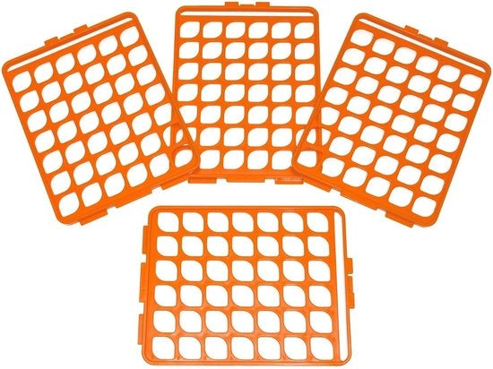 Rack per contenitore di riscaldamento a griglia da 10-13mm colore arancione con 4 pezzi.