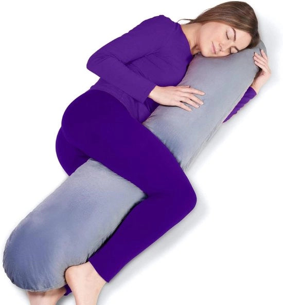 Cuscino per la gravidanza Premium Cuscino a schiuma espansa ipoallergenico Cuscino per il confort per la schiena collo e gambe - Grigio morbido velluto - Cuscino stretto lungo
