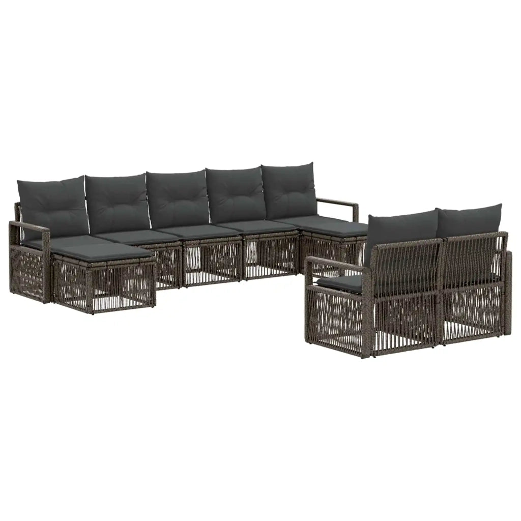 Set Divano da Giardino 9 pcs Grigio polyrattan 3435839