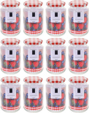 Set di 12 contenitori di conservazione con coperchio ruvido - 370 ml - ideale per il contenimento dei vasetti di marmellata con coperchio