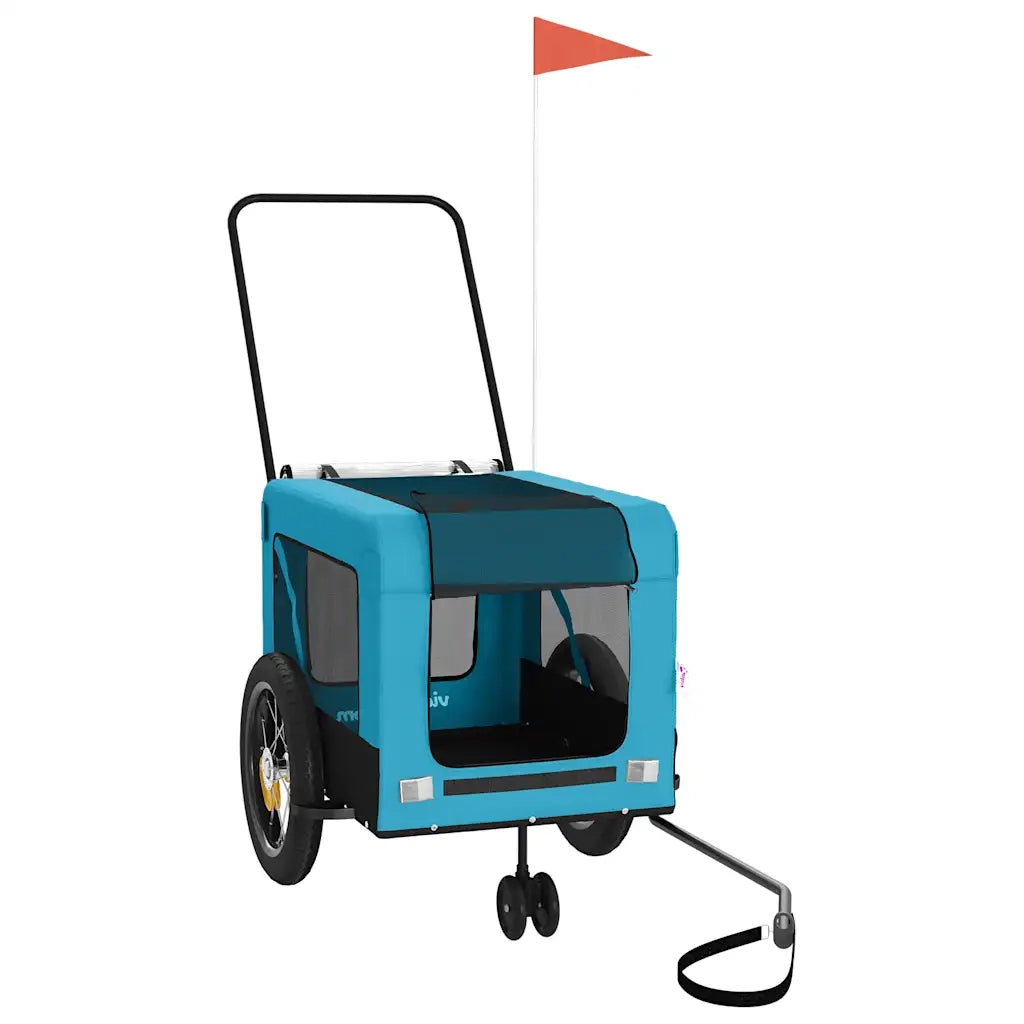 Rimorchio da Bici per Animali Blu e Nero Oxford e Ferro CFW1311108