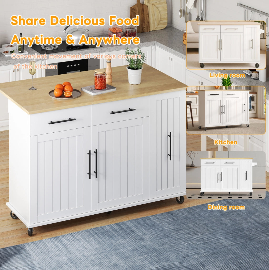 Isola cucina mobile con piano ribaltabile e organizer
