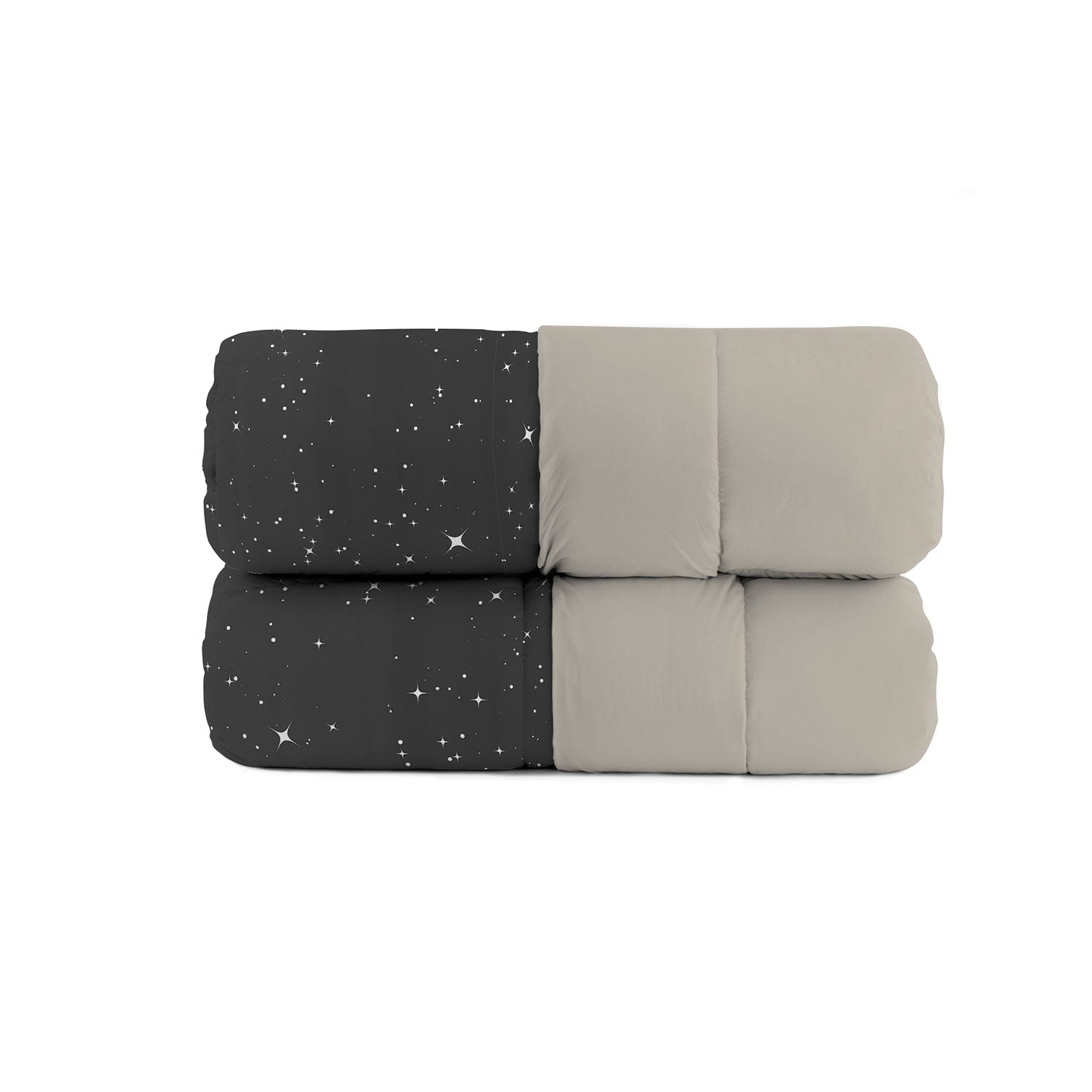 Trapunta Invernale Matrimoniale Stampata in Microfibra 200gr Double Face Stars Grigio