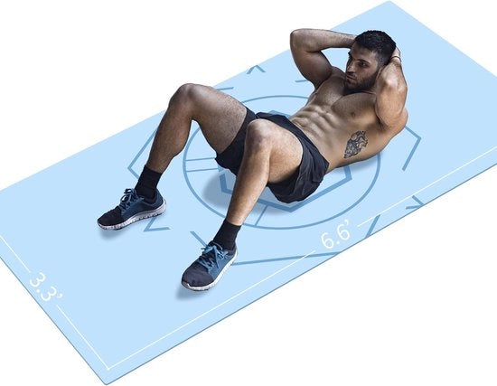 Mat di yoga extra grande in TPE per allenamento, fitness, palestra, pilates, sit-up, stretching con tasca per cintura (200 cm x 100 cm x 6 mm)