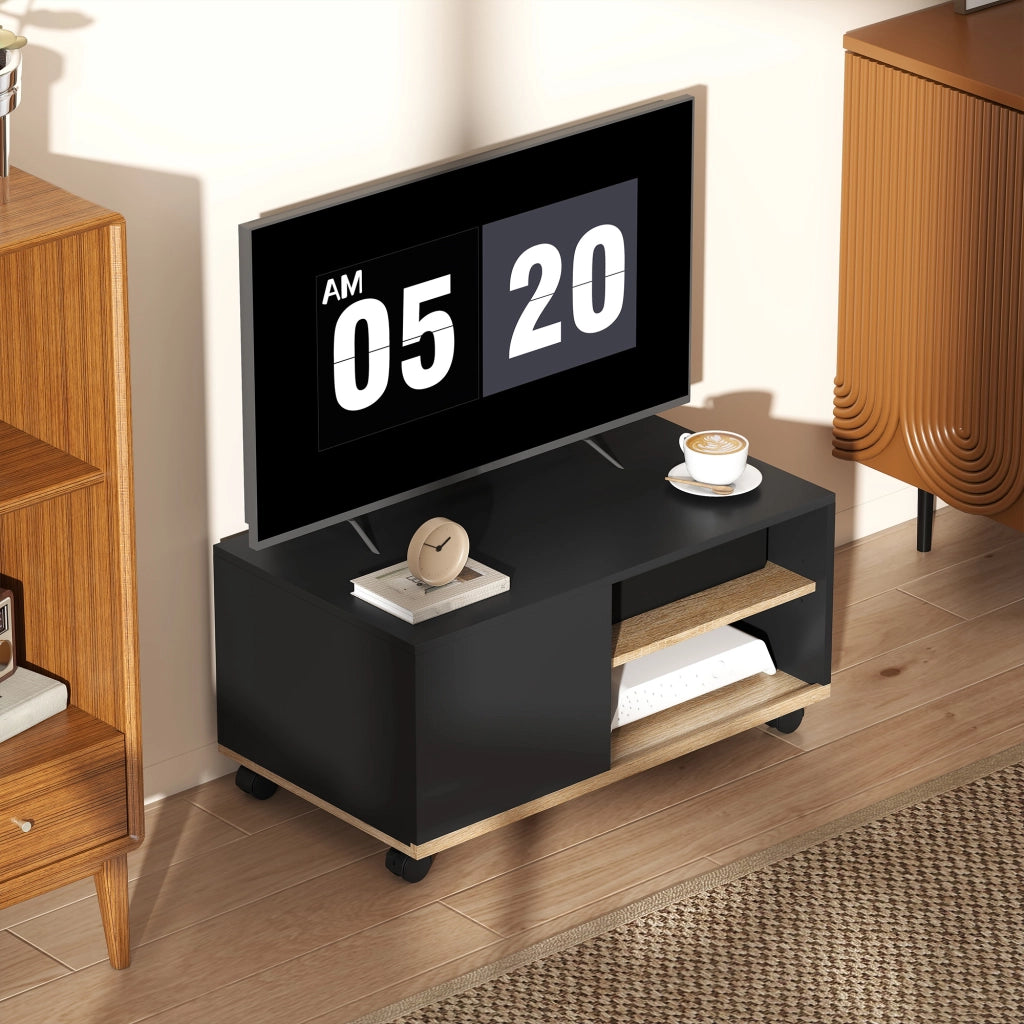 Mobile TV con Ruote ¨C zephmum ¨C Nero 80x45x41 cm