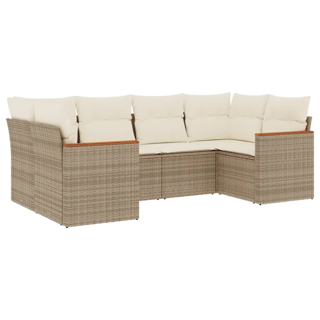 Set Divano da Giardino 6 pz con Cuscini Beige in Polyrattan 3258663