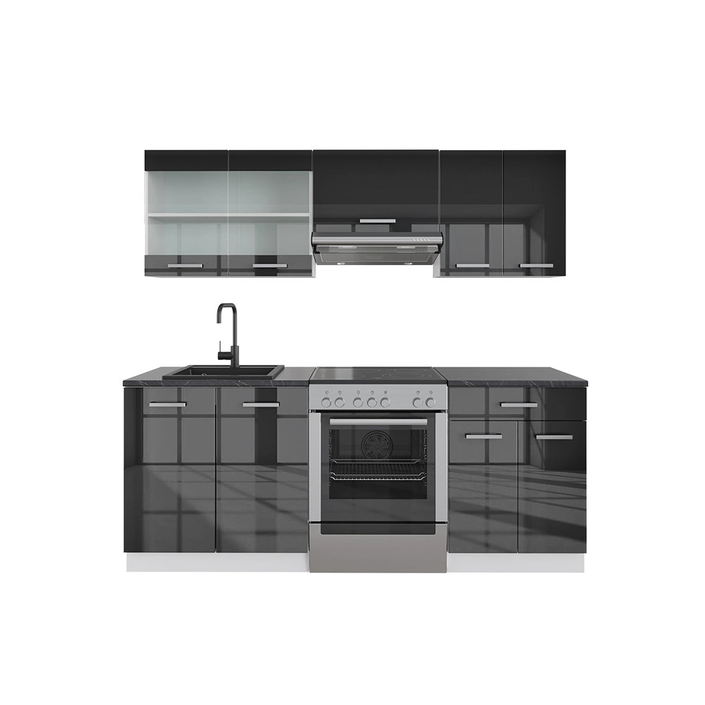 Vicco Unità di cucina Antracite lucido/bianco 200 cm senza piano di lavoro