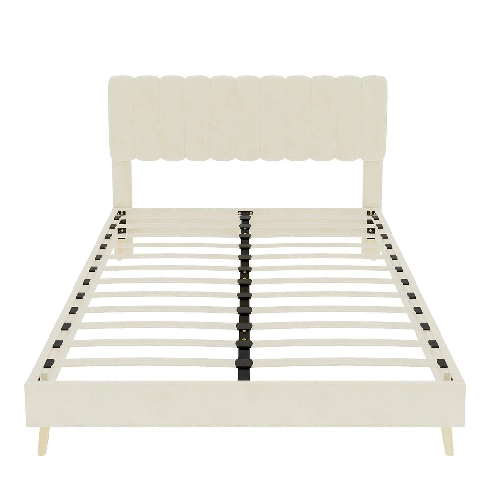Letto imbottito con testiera e materasso ¨C Minimal ¨C beige 140x200cm