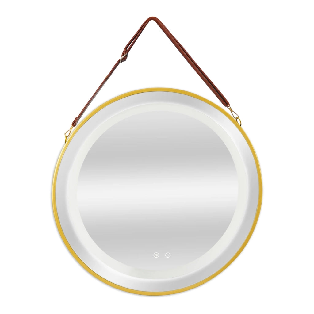 Specchio decorativo moderno a LED con corda 70 x 70 x 4 cm oro 03_0010153