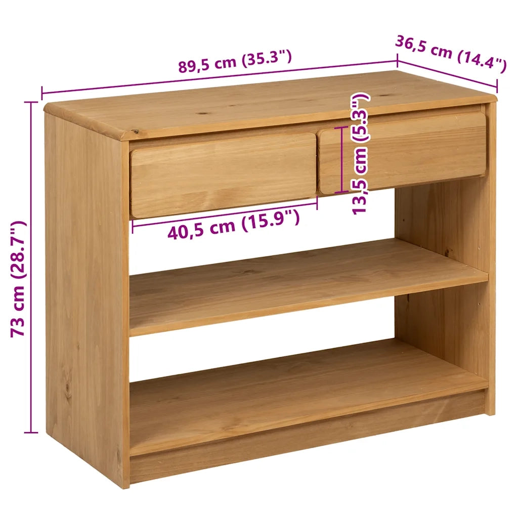 Tavolo Consolle SAUDA Rovere 89,5x36,5x73cm Legno Massello Pino
