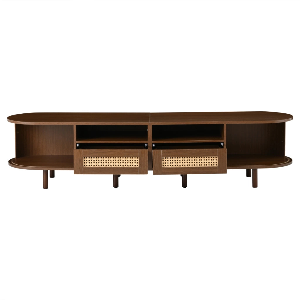 Mobile TV con Cassetti e Ante Scorrevoli Rattan ¨C MINIMAL ¨C Noce 170x40x40 cm