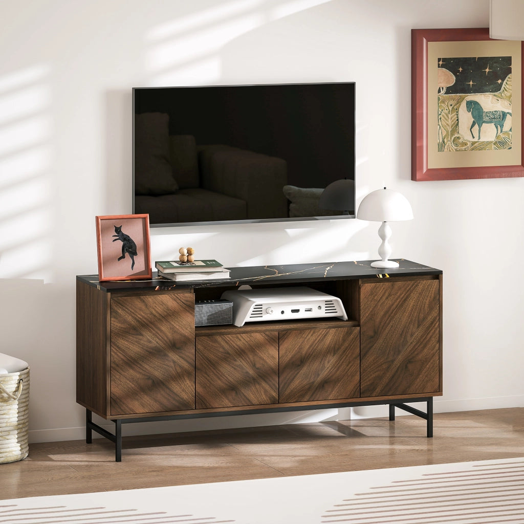 Mobile TV fino 65 pollici ¨C Xylo ¨C legno effetto noce e marmo con vano aperto 140x39x66cm