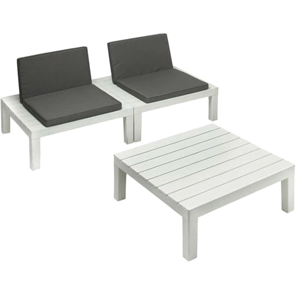 Salottino Outdoor Ermes, set Salotto da Esterno 4 Posti Made in Italy, Bianco