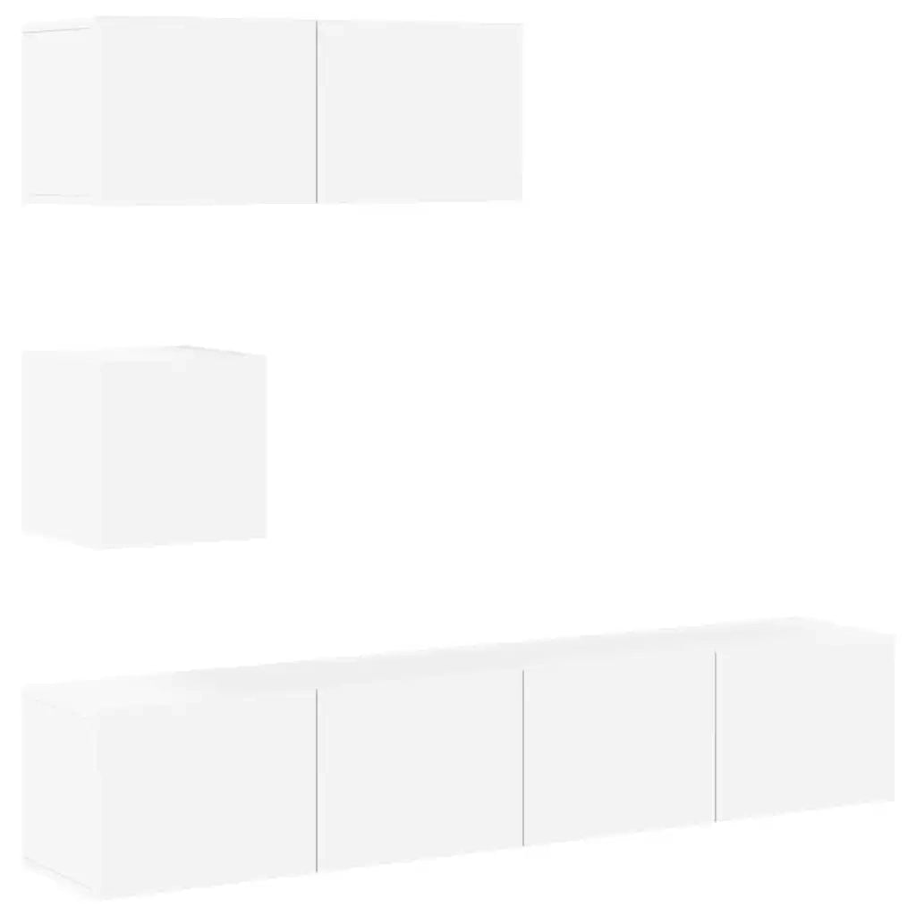 Set di Mobili Porta TV 4 pz Bianco in Legno Multistrato 3114646