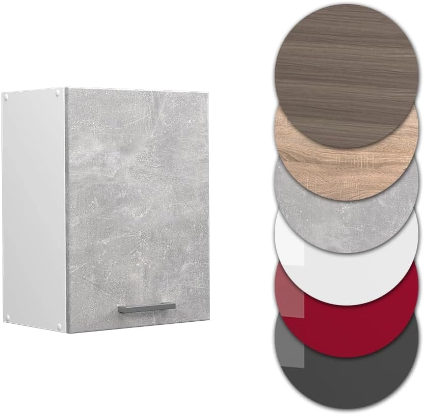 Pensile da cucina R-Line, Calcestruzzo, 45 cm, per la libera combinazione all'interno di sistemi cucina modulari