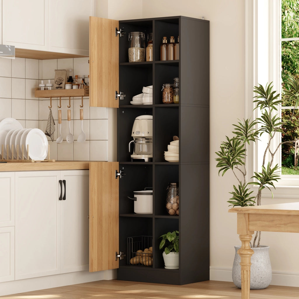 ARMADIO ANGOLARE Alto 50 x 35,5 x 170 cm MDF Nero/Legno Naturale