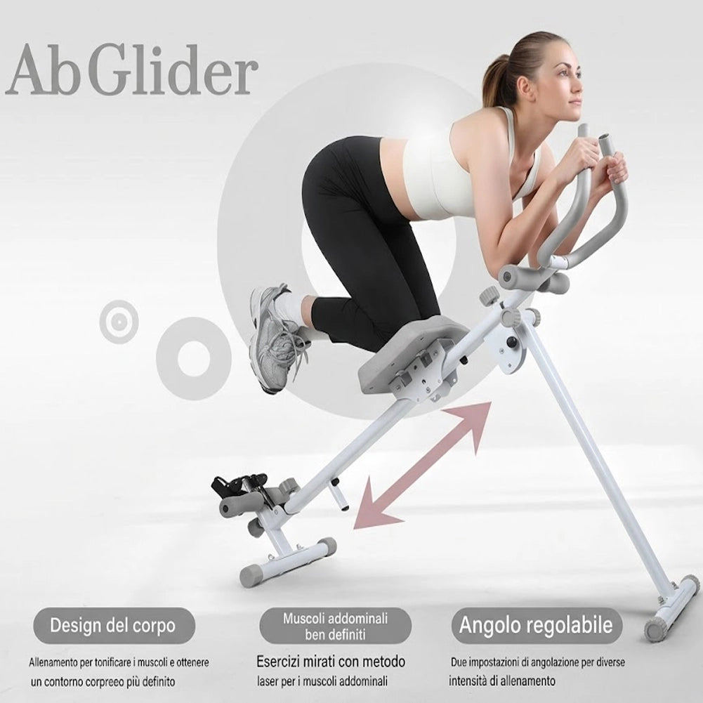 Macchina per Addominali Attrezzo Fitness Multiuso Pieghevole Vogatore in Acciaio Grigio