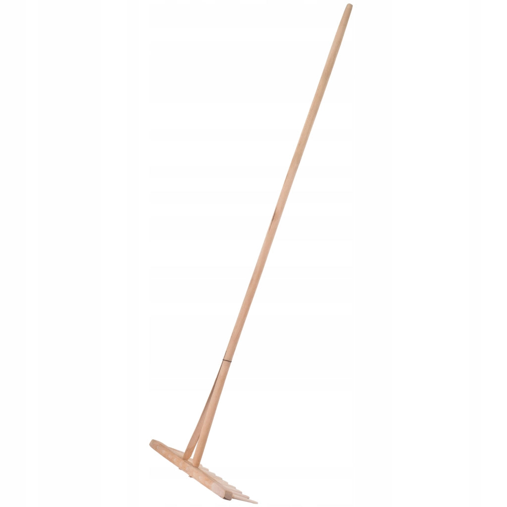 Rastrello KADAX per fieno, erba e foglie, in legno, con manico largo, leggero, 65x158 cm