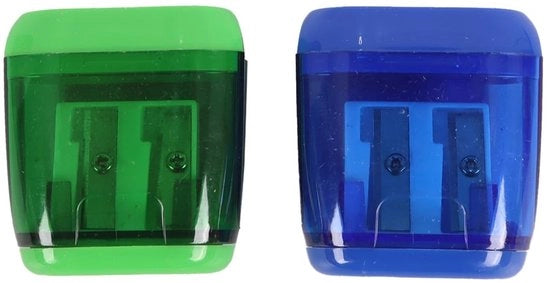Puntenslijper Duurzaam con Contenitore - Doppio Foro (8 mm/11 mm) - Per Adulti - Scuola/Casa - Coltelli con Impugnatura in Titanio