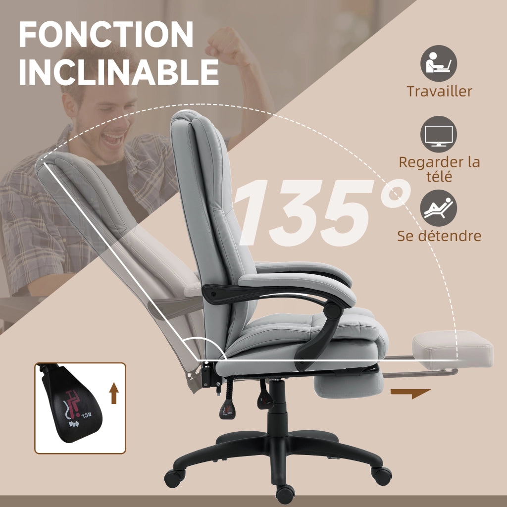 Sedia da ufficio massaggio con altezza regolabile, schienale inclinabile e telecomando ¨C Minimal ¨C grigio