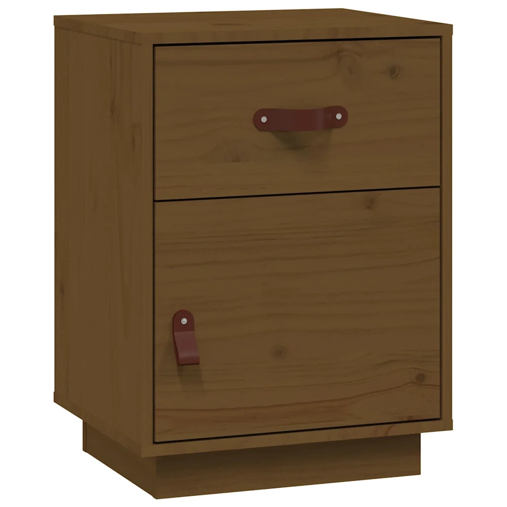 Comodino | Armadio da Notte | Mobiletto da notte ambra 40x34x55 cm in Legno Massello di Pino