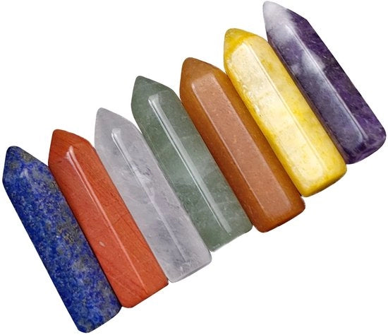 Set di 7 Stabili di Cristallo - Stabili a Prisma - Stabili di Meditazione per Reiki e Chakra - Generatore di Energie - Flusso Positivo di Energie - Stabili di Cristallo