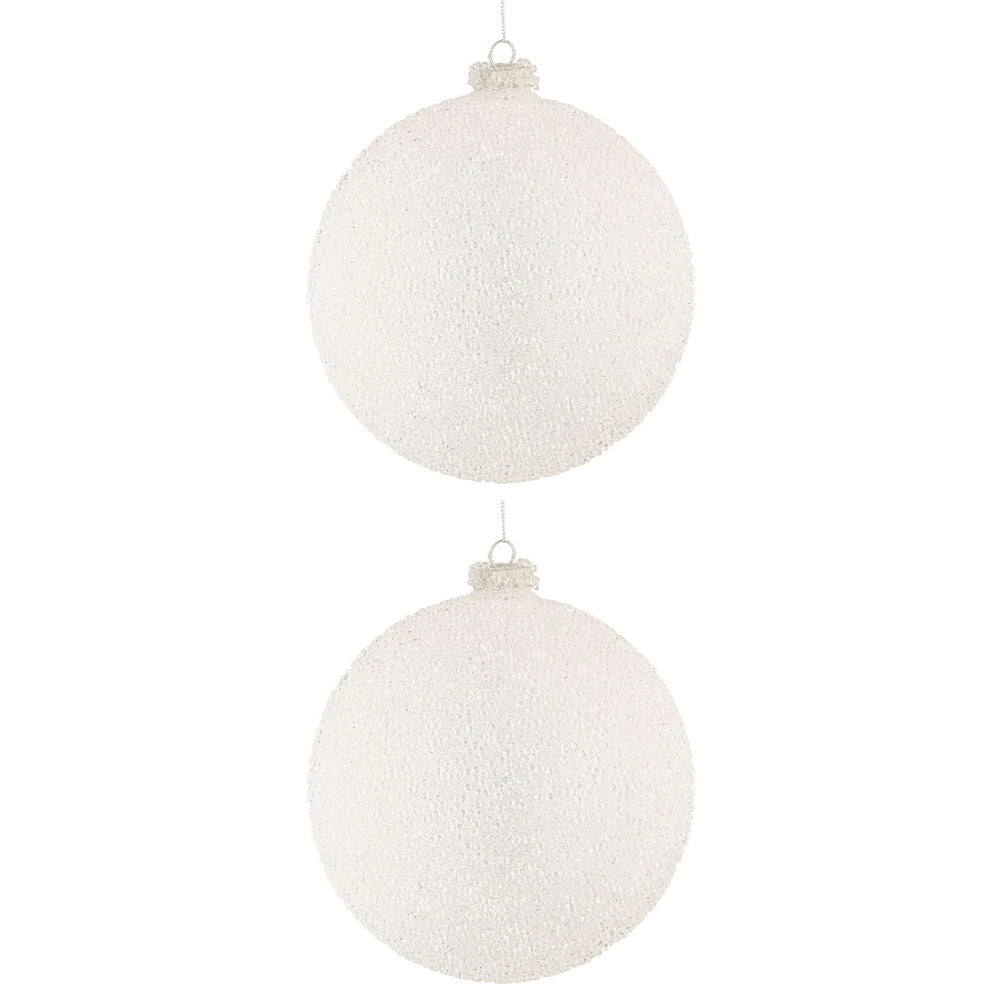Palline di Natale in Vetro Bianche effetto Neve Freeze Diametro: 150 mm