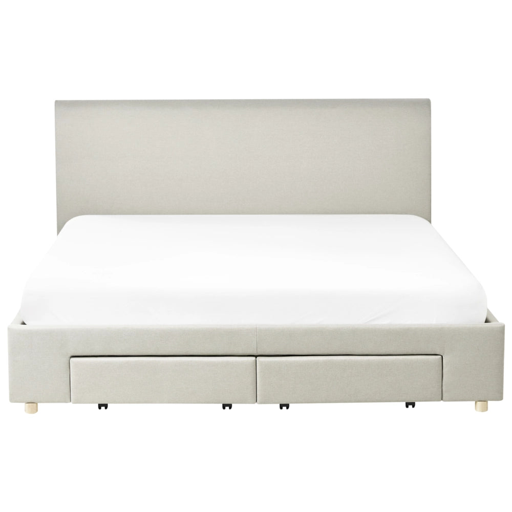 Letto con cassetti imbottito in tessuto 180 x 200 cm con rete a doghe design moderno scandinavo beige