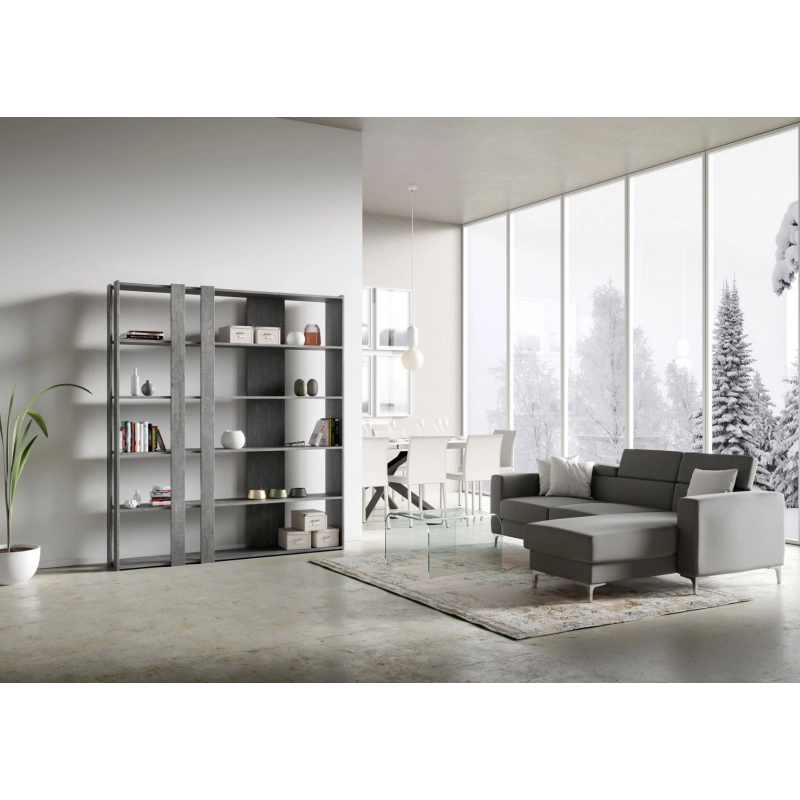 Composizione Libreria C Kato 6R 2 fianchi 4 fasce lunghe - Cemento
