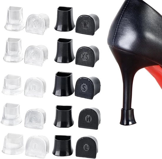 Hakbeschermers trasparenti/neri 10 pezzi - Hakkappen - Antiscivolo - Silicone - Trasparente/Nero - Dimensioni variabili - Hielkappen