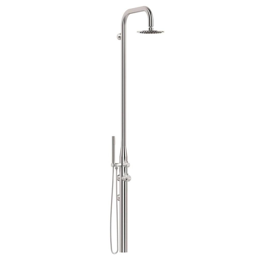 MPC Doccia da Parete per Esterni inox acciaio inox 316L con miscelatore integrato deviatore flusso soffione superiore e doccino flessibile MX1009-INOX