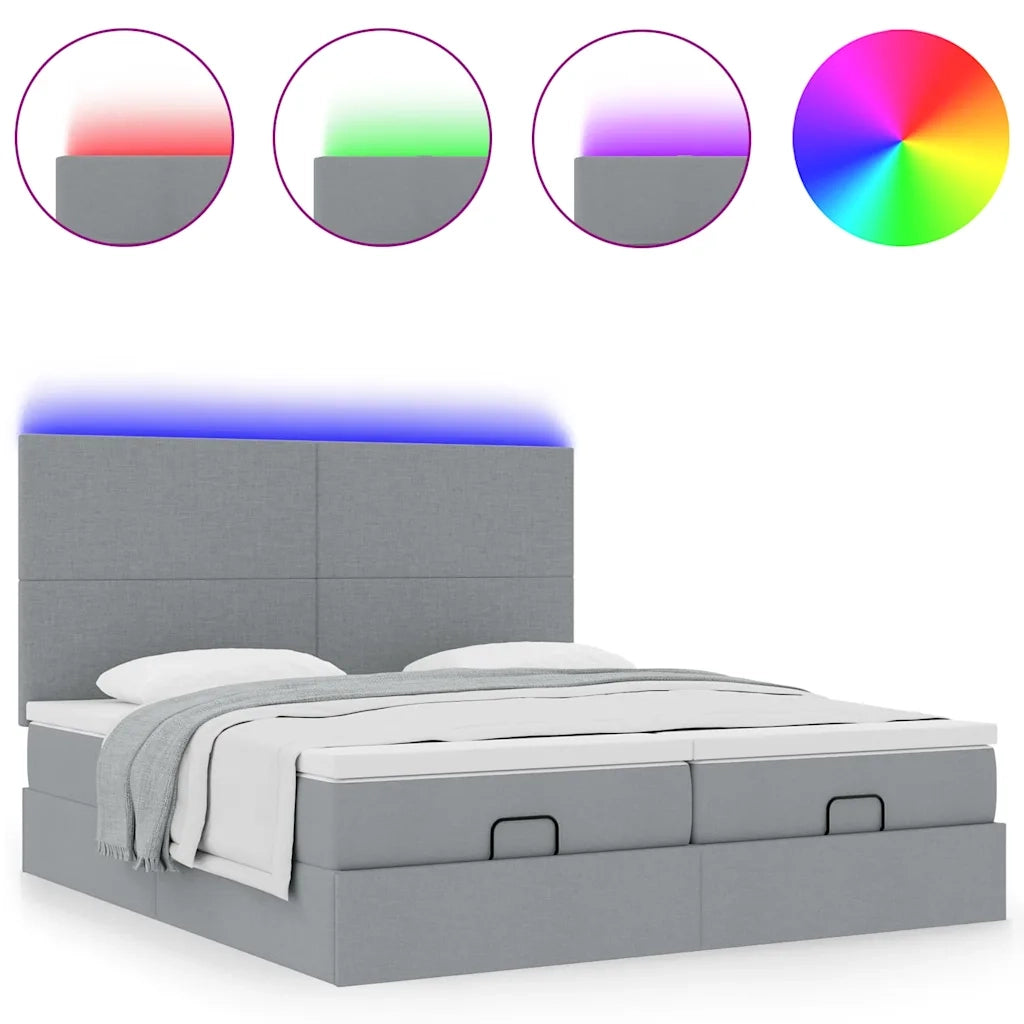 Struttura Letto Pouf con Materassi 200x200 cm in Tessuto 3314527