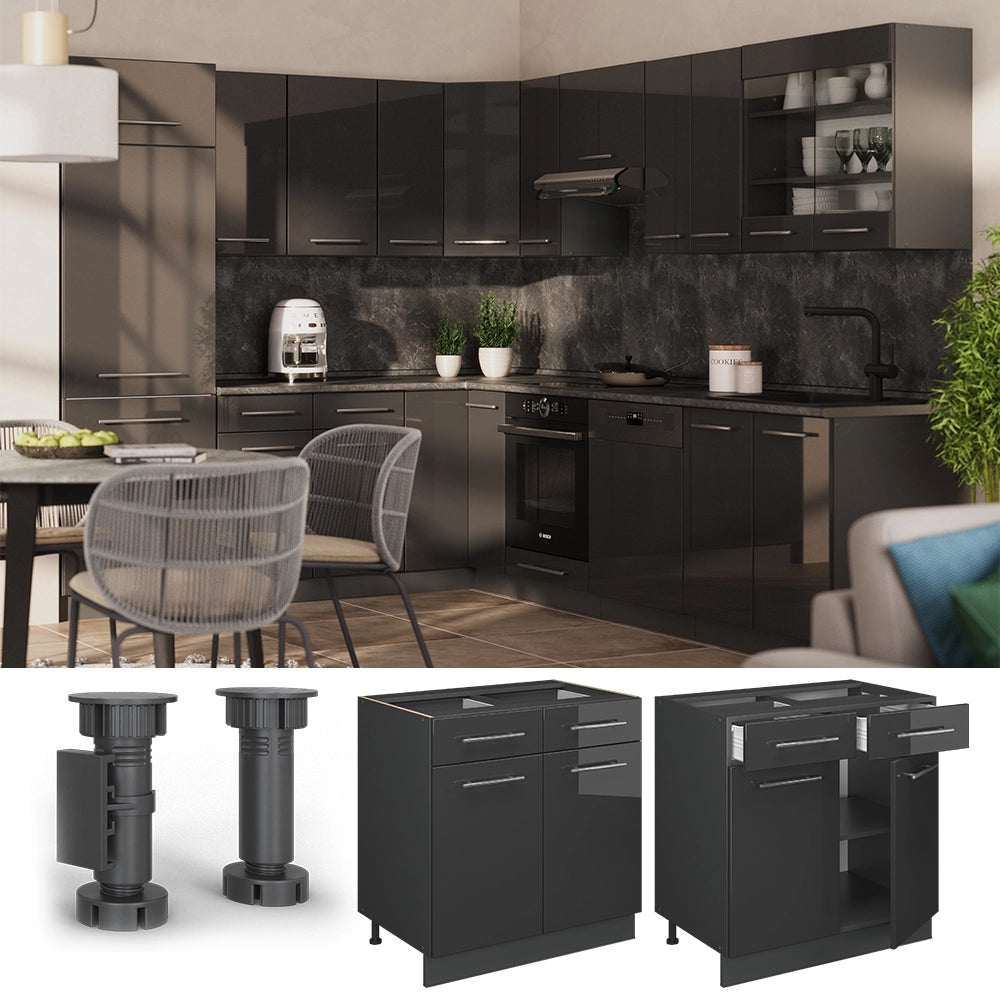 Vicco Mobiletto base per cucina Antracite lucido 80 cm , PL Antracite
