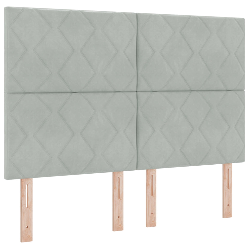 Testiera a Blocchi a Diamante Grigio Chiaro 140 cm Velluto