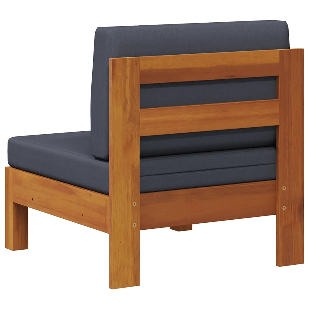 Divano Centrale con Cuscini Grigio Scuro in Massello di Acacia cod mxl 73678