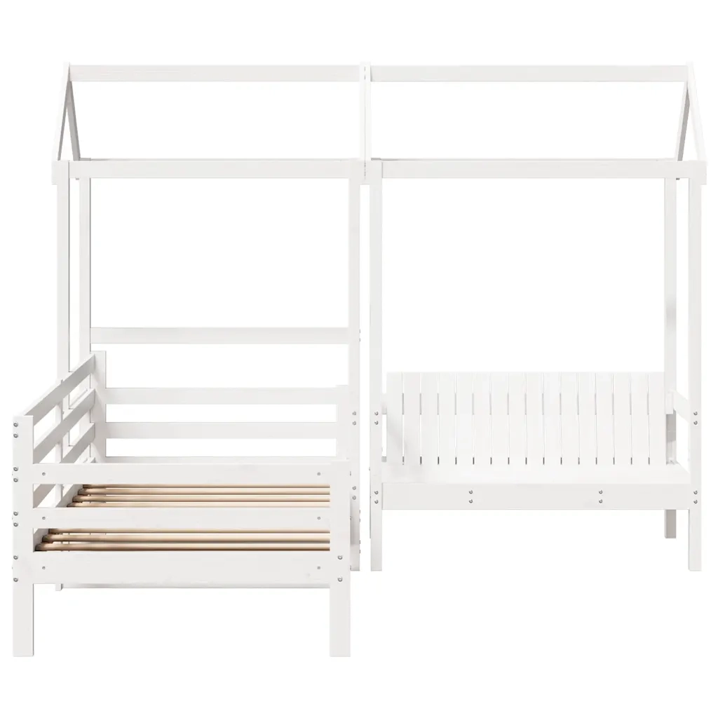 Set Dormeuse e Panca con Tetto Bianco 80x200cm Massello Pino 3282207