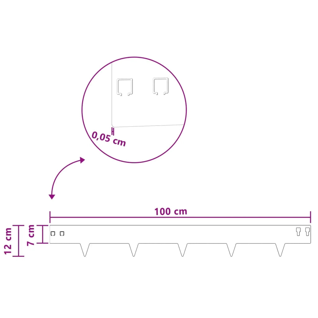 Bordura per Prato 20 pcs 100 x 12 cm Acciaio Bianco 8008523