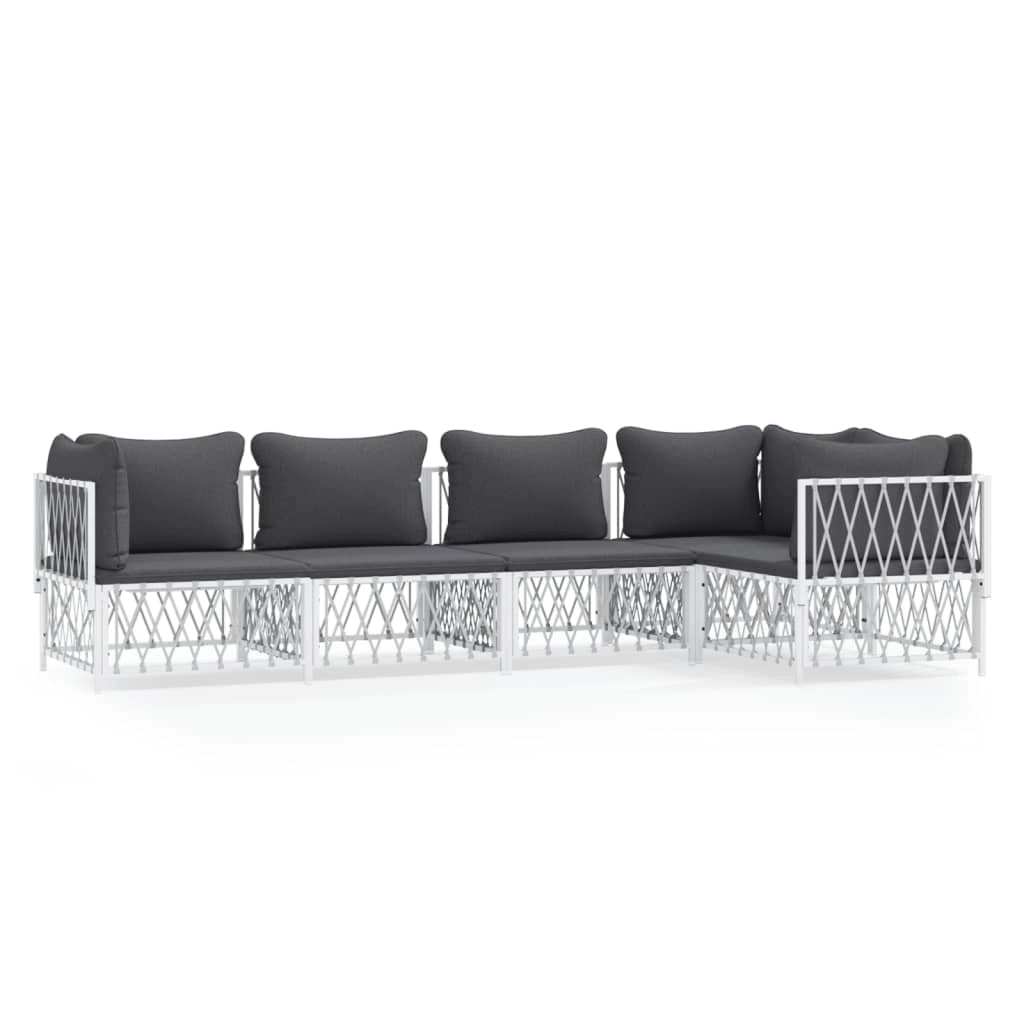 Mobili da giardino mobili da esterno set di mobili con cuscini 5 pezzi acciaio bianco 02_0018303