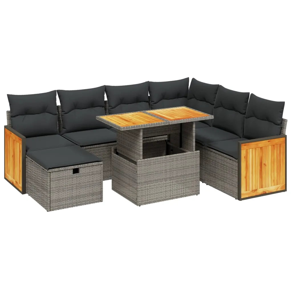 Set Divano da Giardino 8 pz con Cuscini Grigio in Polyrattan 3276266