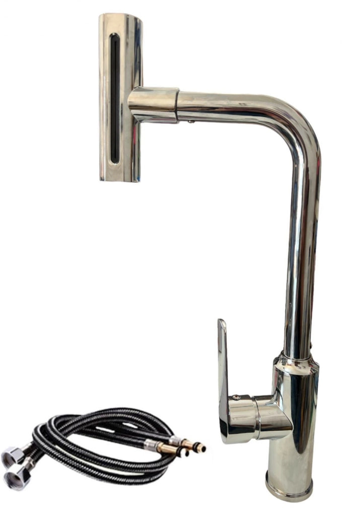 Rubinetto per lavello da cucina a cascata con bocca girevole monoforo 80037