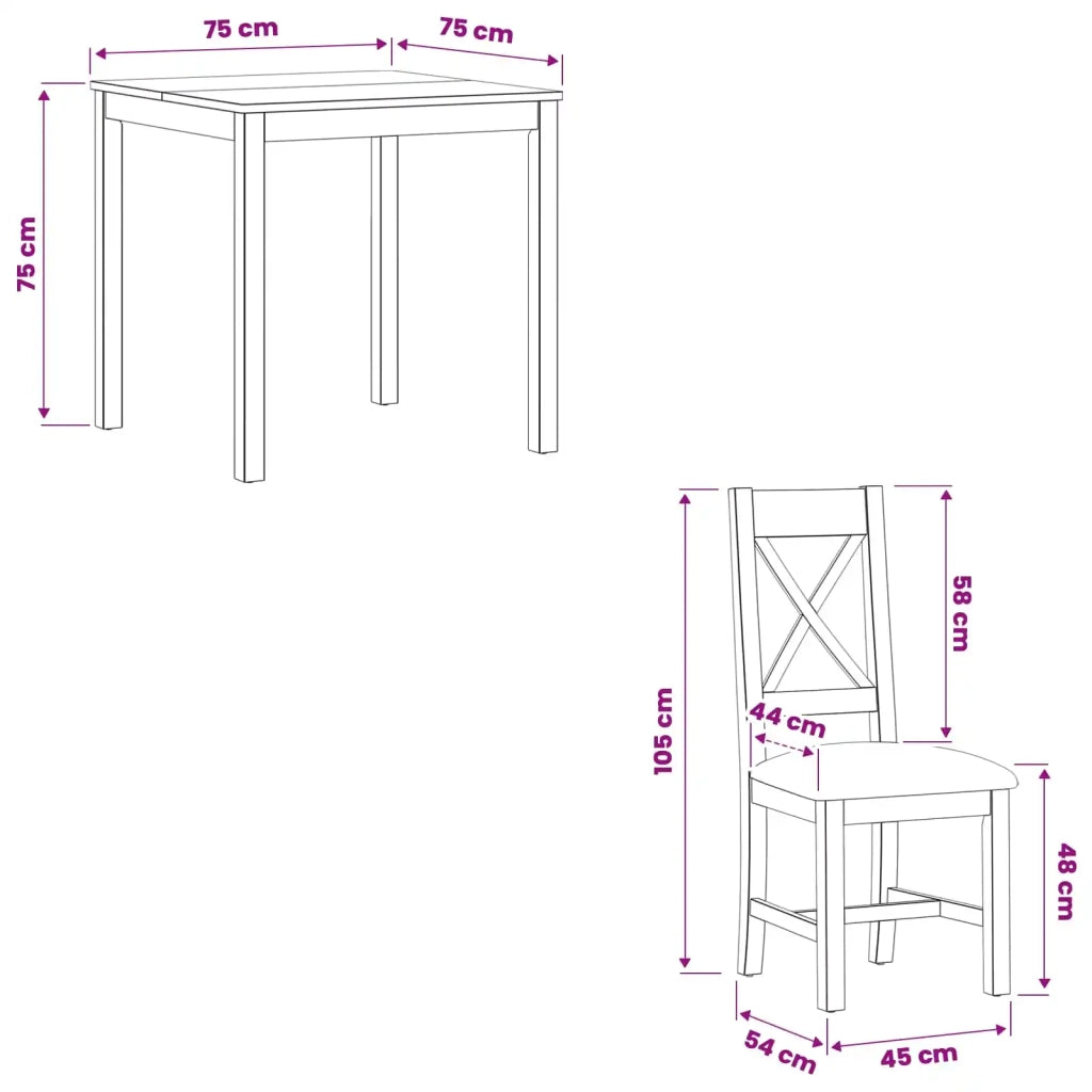 Set da pranzo 3 pz Beige Legno di Quercia Massello 3430215