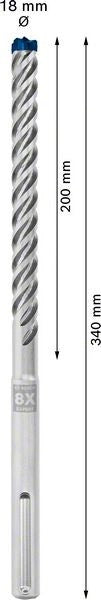 2608900221 - PUNTA BOSCH SDS MAX 8X D.18mm X 200mm X 340mm