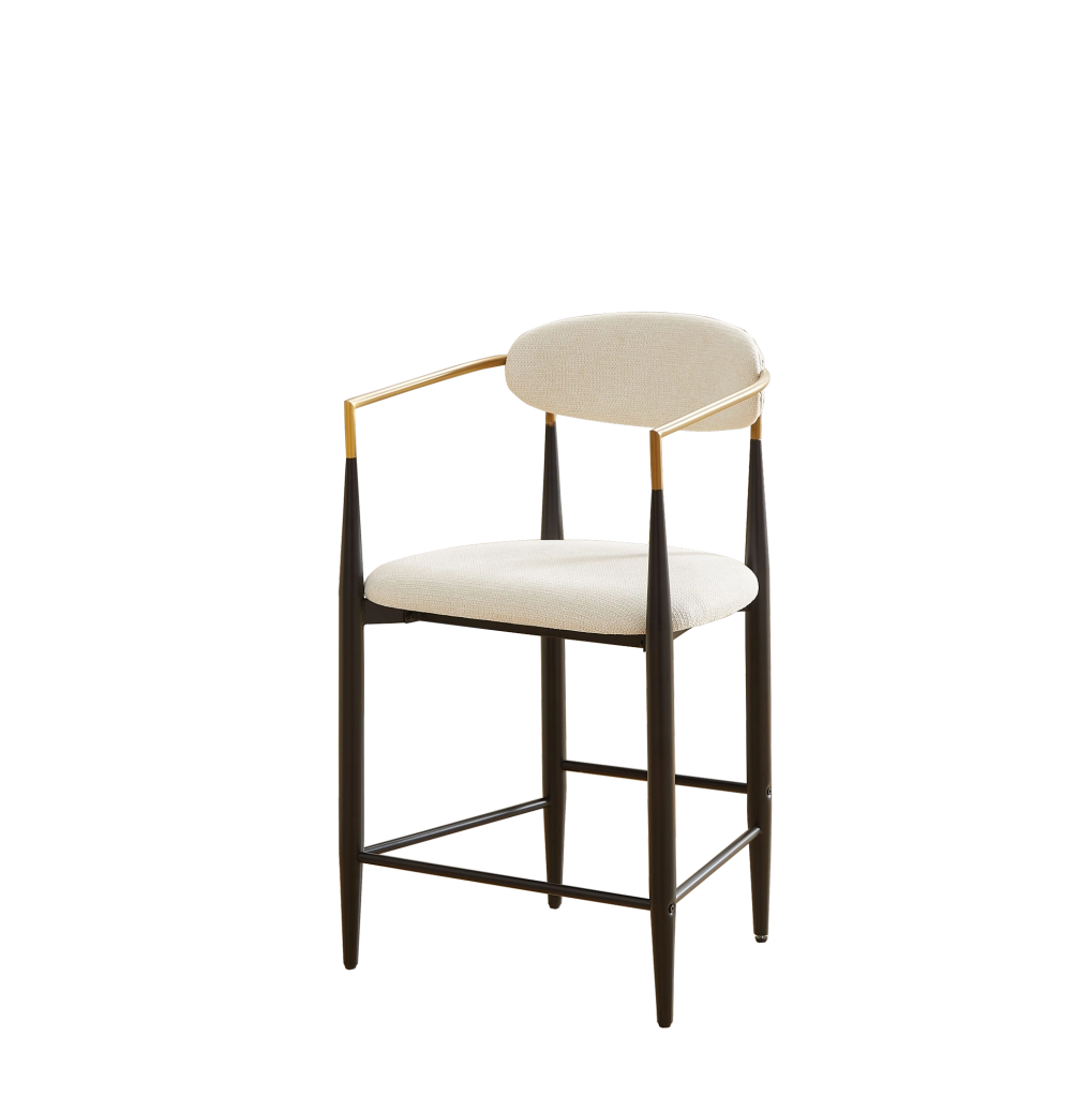 Set 2 sedie con braccioli in tessuto beige nero e oro