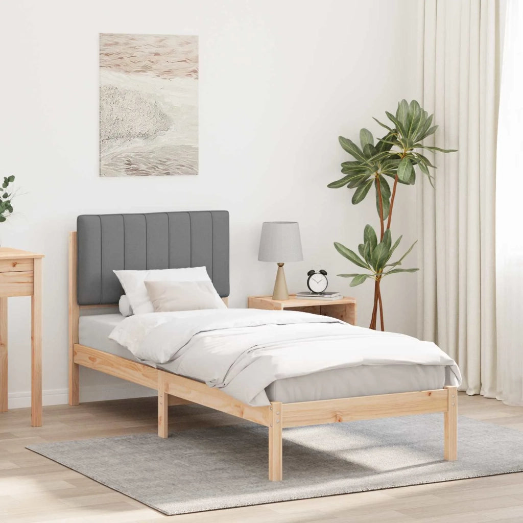 Letto con Testiera Rivestita Grigio chiaro 75 x 190 cm