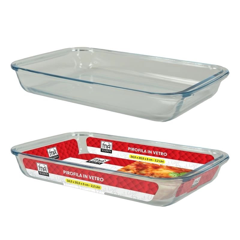 MA MAISON BAKER PIROFILA IN VETRO RETTANGOLARE 34,5X20,5X5 CM CAPIENZA 2,2 LITRI