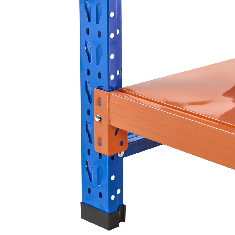 Scaffale moderno in metallo per esterni 4 ripiani arancione e blu 150 cm giardino garage