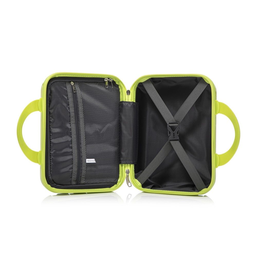 Set di 2 valigie spinner per PC con lucchetto a combinazione e beauty case 14'' ¨C Minimal ¨C verde, 14''/20''