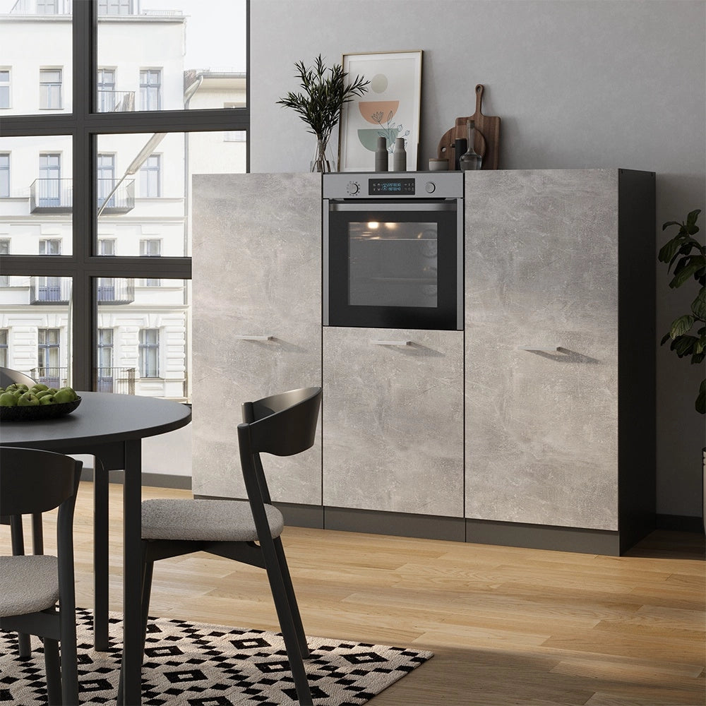 Cucine componibili piccole R-Line Calcestruzzo/Antracite 180 cm senza piano di lavoro Vicco