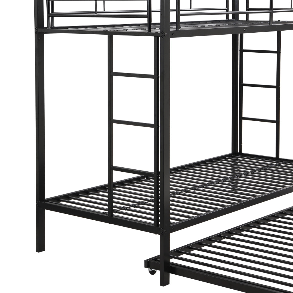 LETTO A CASTELLO 90x200 cm in metallo nero con letto estraibile EN747